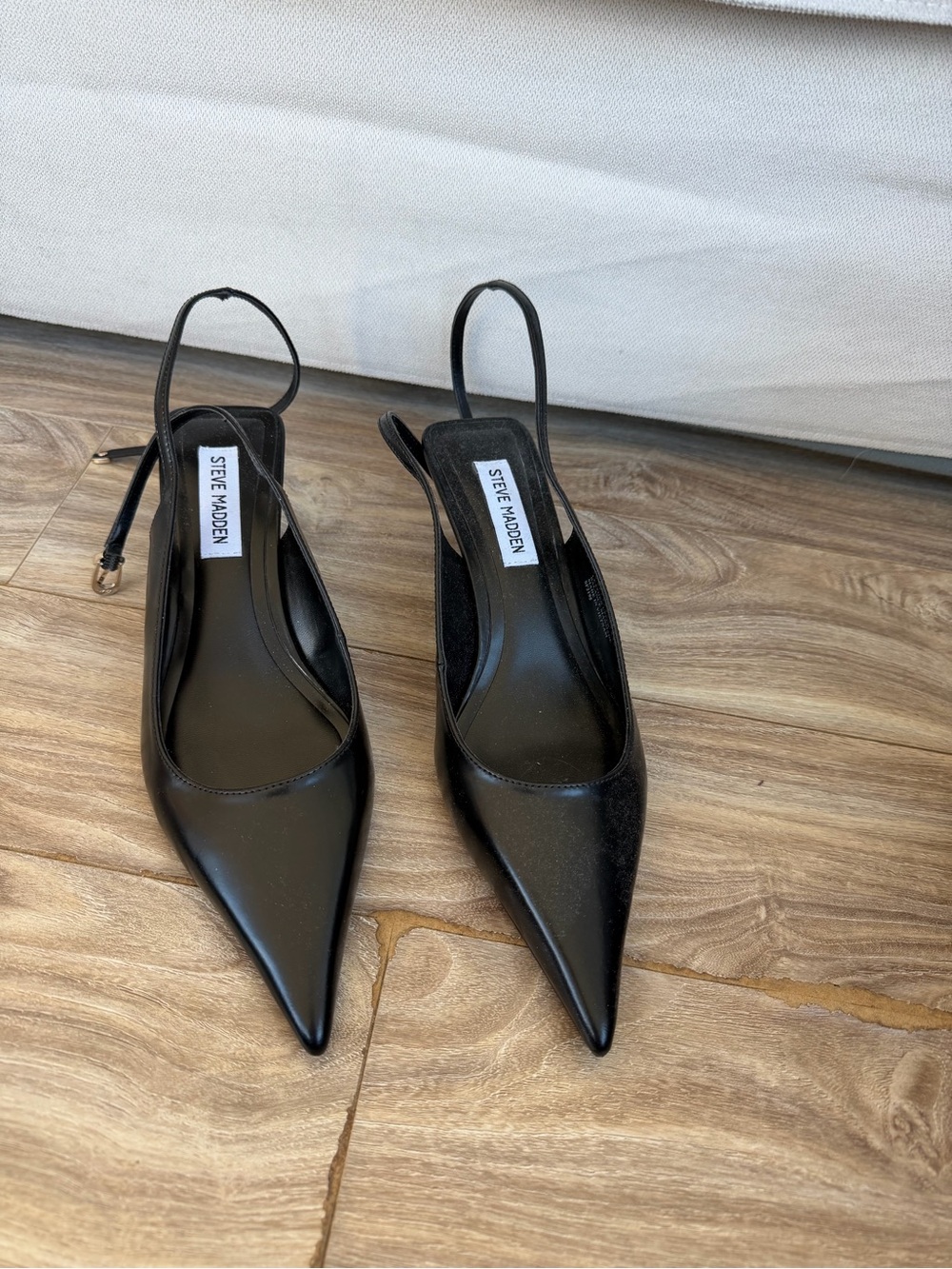 Steve Madden Black Pointed Slingback Flats with Low Heel
